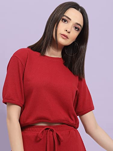 Image of Rigo Printed Waffle Knit Tie & Dye Top and Shorts Co-ord Set for Women | Half Sleeves & Sleeveless Co-ords Set for Women | Stylish Dresses for Women | Night Wear, Beach Wear, Vacation Wear Outfit