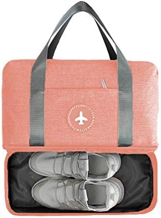 LOMAO Sports Bag Gym Bag with Shoes Compartment Hiking Travel Luggage Bag for Men and Women (Orange Pink)