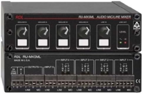 2 RDL RU-MX5ML 5 Channel Mic-Line Audio Mixer with Phantom Power