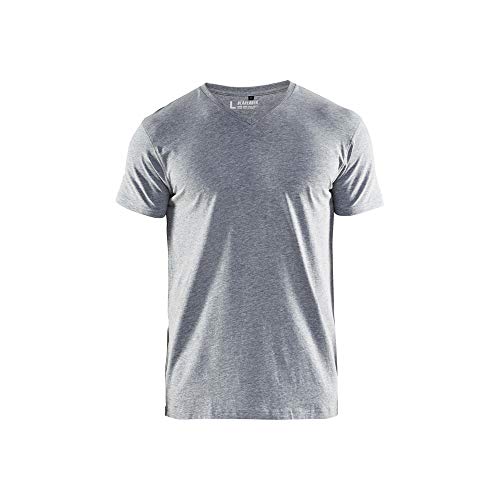 Camiseta con cuello en V Blaklader gris talla XXXL para hombre