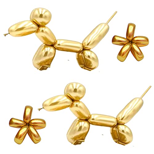 Paquete de 25 globos de modelado metálicos dorados 260Q globos largos cromados para cumpleaños, baby shower, boda, carnavales, decoraciones de fiesta