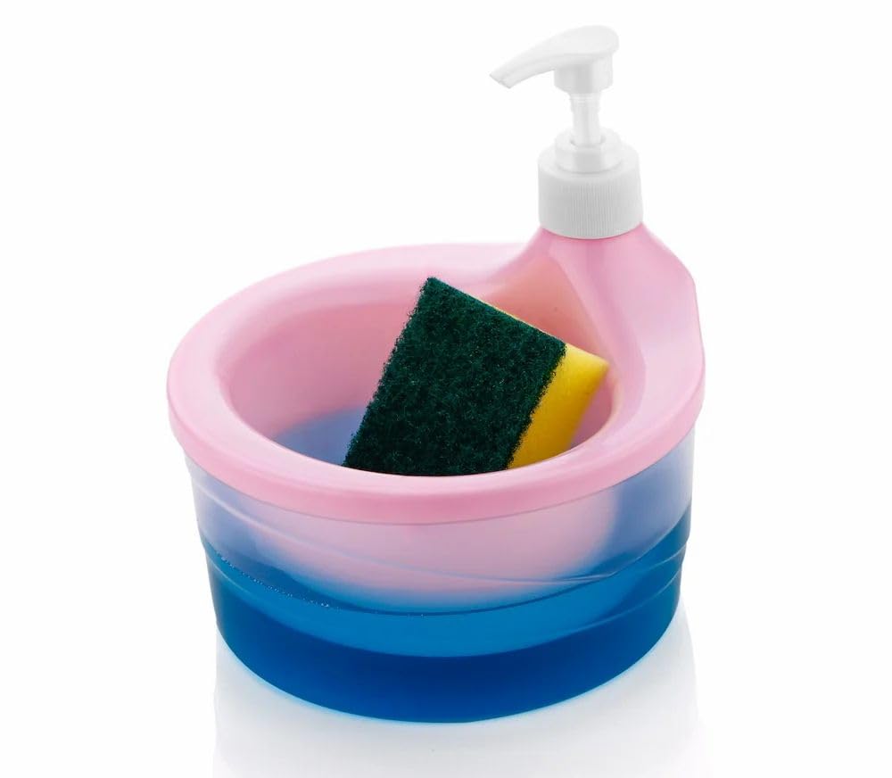RIDNAYS 2-in-1 Liquid Soap Dispenser for Kitchen with Sponge Holder, Double Layer Jumbo (1000ml) Size for Restaurant, Bathroom, Kitchen Accessories Items, Kitchen soap Dispenser Multi-Purpose (Pink) (B0D9W7XX9C) Amazon Price History, Amazon Price Tracker