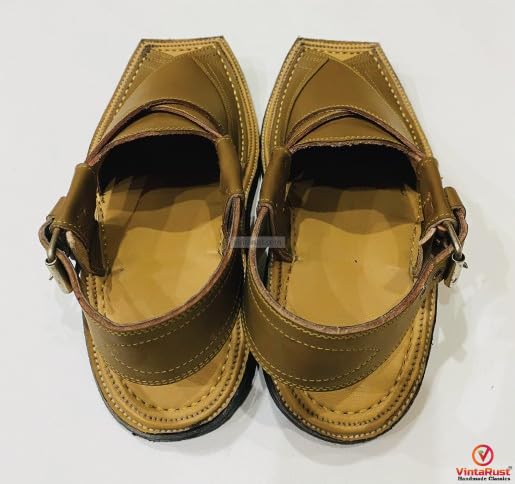 Handmade Tan Leather Peshawari Chappal Sandals - Ethnic Men's Footwear4