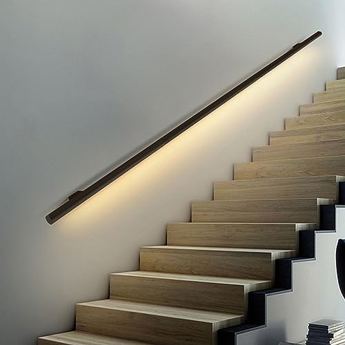 LED Indoor Stair Lights, Rustic Black Industrial Pipe Railing, 90° Corner Connector, Modern Illumination, Safe & Stylish Lighting for Home Stairs and Hallways
