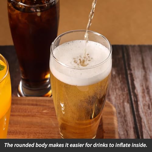 Image of WRINGO Beer Glasses Set of 6, 400ML Glass Mug with Handle, Large Big Heavy Mugs for Freezer, Multipurpose Mugs, Dishwasher & Microwave Safe (BR-02)