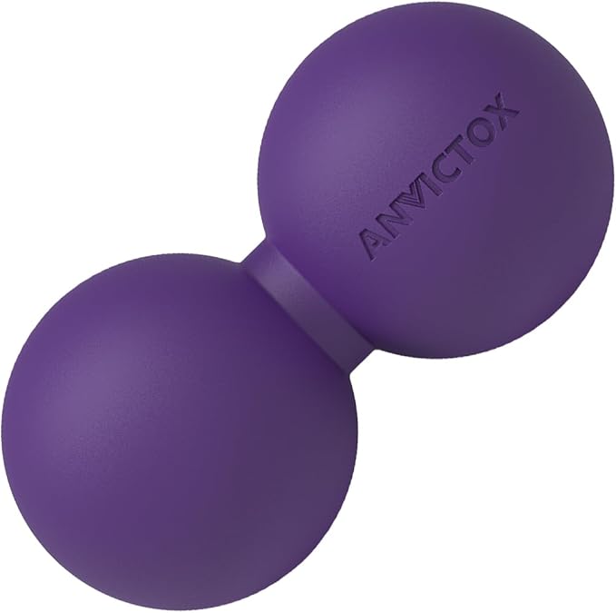 Peanut Massage Ball,Double Lacrosse Ball for Neck and Back,Medium Density Myofascial Release Massager Ball for Deep-Tissue Massage Muscle Knots Yoga Therapy(Purple)