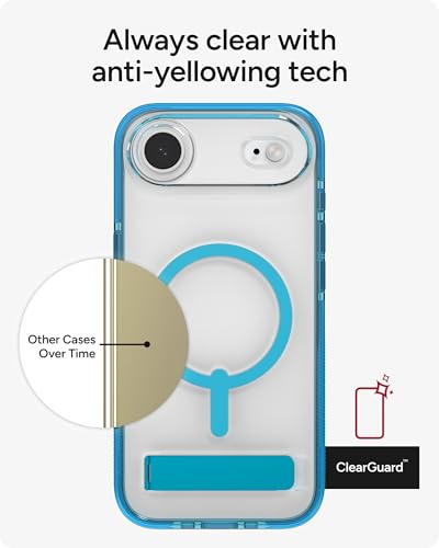 Image of ZAGG Santa Cruz Snap Case with Kickstand for iPhone Air - Tranquil Blue, Drop Protection (13ft /4m), MagSafe Charging Compatible, ClearGuard Anti-Yellowing Technology, Scratch Resistant Phone Case