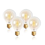 Incandescent Light Bulbs 60 watt, Vintage Edison Bulbs G80/G25 Style, 2200K E26 Medium Base, Clear Globe Dimmable Filament Decorative Light Bulbs for Home (4 Pack)
