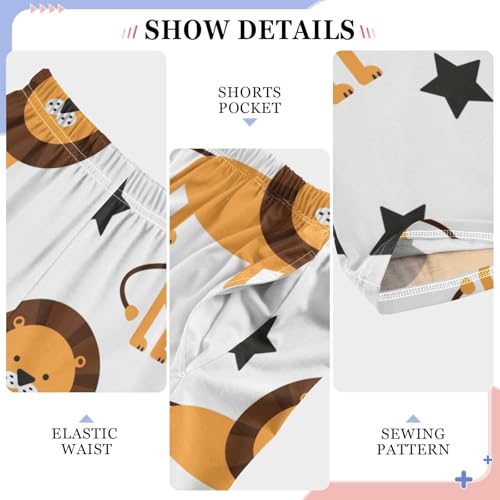 Cartoon Lions Boys Pants Boys Athletic Pants Long Pant for Boywith Pockets Wide-Leg Size 6-14Y3