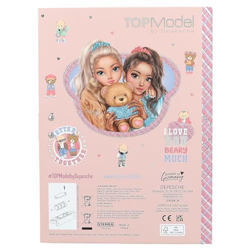 Depesche 13229 TOPModel Team Teddy - Tagebuch mit Zahlen-Code und Sound, Buch mit Model Motiv und 80 linierten und bunt illustrierten Seiten