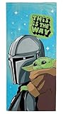 Jay Franco Kids Star Wars The Mandalorian Toalla de Playa 100% algodón - 71 x 147 cm Toalla de baño, Piscina y Viaje Supersuave, Producto con Licencia Oficial, Azul