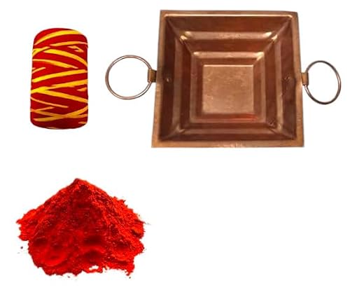 BRACOP® Copper Havan Kund Zestaw Indian Pooja Miedziana Piramida Hinduski Rytuał Religijny Havan Samagri Diwali Pooja, Hawan, Dekoracja Świątyni Mandir Piramida Agnihotry Prezenty na parapetówkę