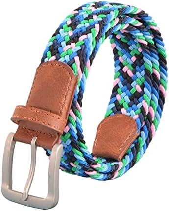 YWHCHI Elastic Braided Belt for Men & Women, Stretch Woven Design for Golf Casual Pants Jeans Multicolor fabric weave Belt (Candy Colors-CP001, M(for fits Pant Size 32''-34''))