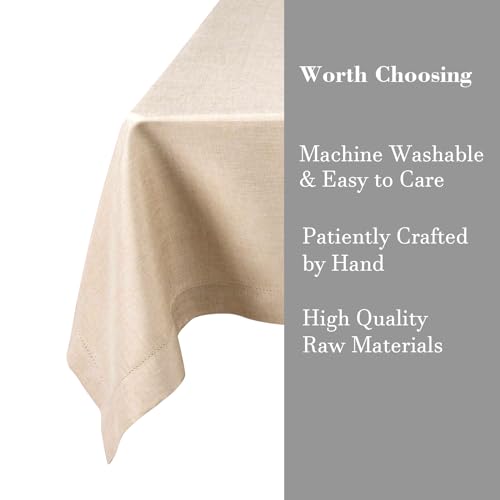 Nappe en lin beige durable pour protéger votre grande table rectangulaire - 5