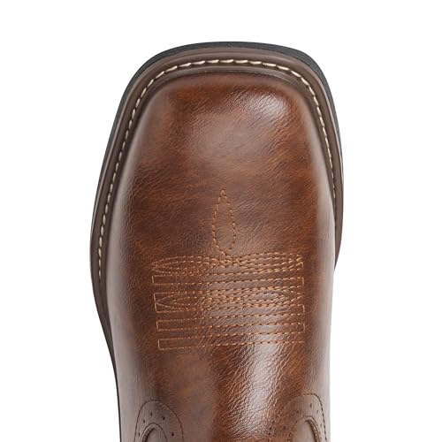 Image of Julyrose Men's Cowboy Boots - Western Boots Square Toe,Slip Resistant,Retro Embroidered Design,Slip on Chunky Heel Country Boot