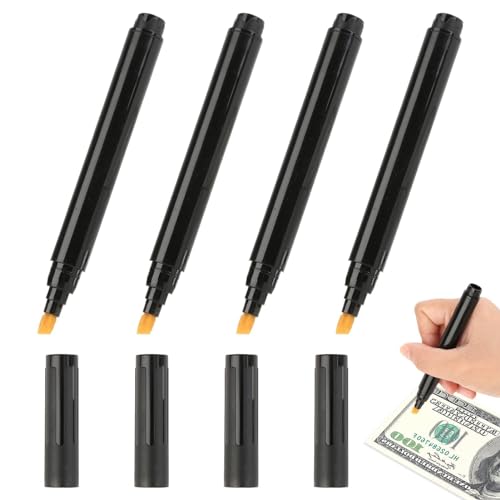 LANAFAY 4 Pièces Stylo Faux Billets, Euro Tester Pen Stylo Détecteur de Faux Billets, Stylo Billet Banque Faux pour euros, dollars, livres, toutes les...