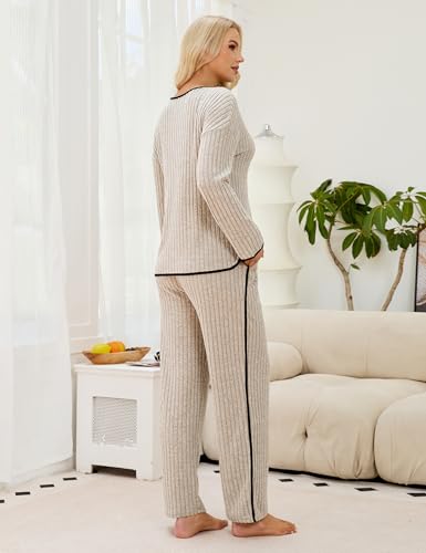 Blooming Jelly Womens Pajama Sets 2 Piece Lounge Set Pajamas Color Block V Neck Pjs Pj Sets 20253