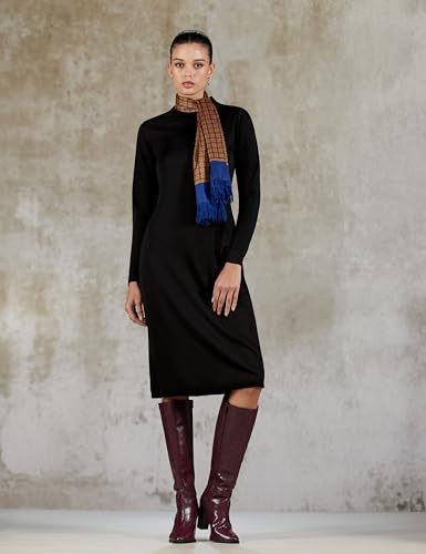 Image of ATHENA LIFESTYLE Black Solid Ribbed Bodycon Dress