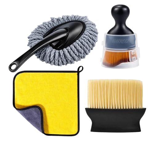 Image of 7-in-1 Car Cleaning Kit - Extendable Microfiber Car Wash Mop, Dashboard & AC Vent Detailing Brush, Dusting Duster, Wash Pad & Hooks | Interior & Exterior Car Care Combo (Pack of 7) (4 PCS)