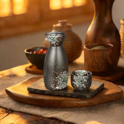 Juego de sake japonés de cerámica BETOOKY para decoración de hogar 7