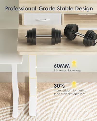 Offigo Standing Desk With Drawer, One Piece Height Adjustable Desk, 120Cm Electric Standing Desk With Monitor Stand, Sit Stand Desk With Usb Port, Ergonomic Computer Table For Home Office, Beige - 7