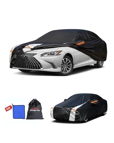 Image of Multi-Layer Car Cover Custom Fit for Lexus ES 300 330 350(2012-2026), 100% Waterproof All Weather for Automobiles, Gift with Towel, Heavy Duty Car Covers for Rain Sun UV Protection with Door Zipper