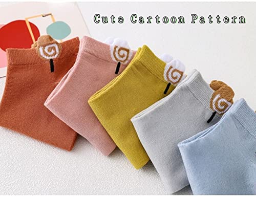 5/10-Pairs Women’s Ankle Socks Soft Cotton Aesthetic Crew Low Cut Socks with Cute Cartoon Pattern4