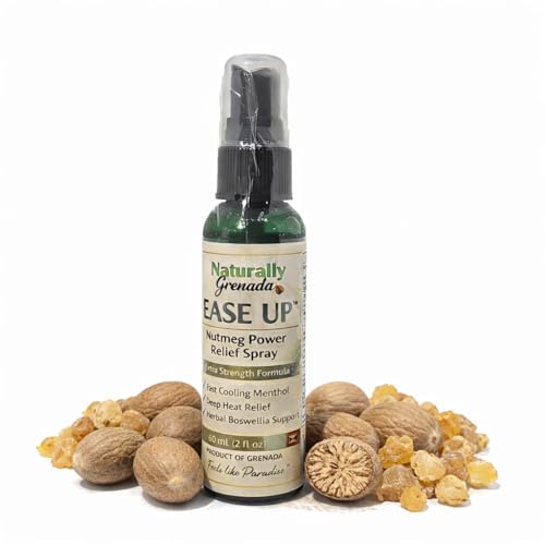 Naturally Grenada Ease UP Nutmeg Soothing Joint Spray with Boswellia Support Menthol and Coconut Oil Hot and Cold Feel Relaxing Spray for Joints - Product of Grenada Caribbean
