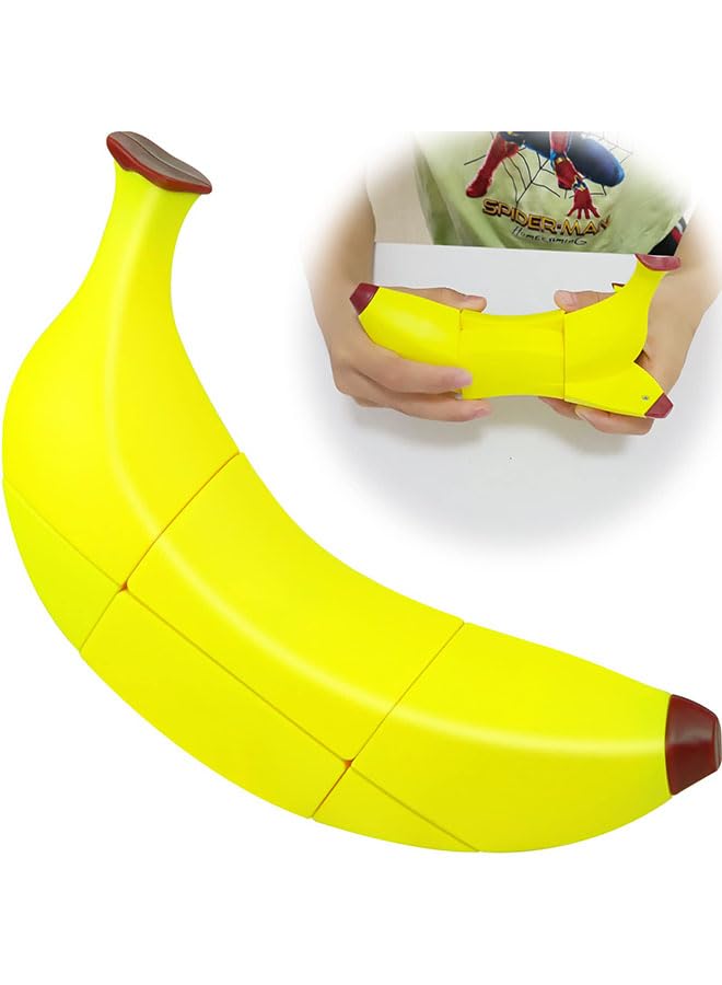 Tazweeq 3x3 Banana Fruit Magic Cube Puzzle 1:1 Realistic Fruit Learning Magic Cube Speed Cube Special-Shaped Puzzle Cube