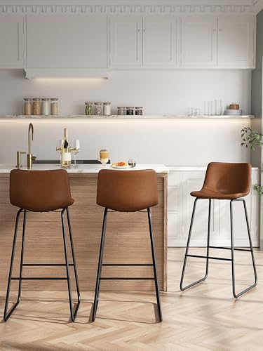 Image of 30in Bar Stools Counter Height Chairs Set of 3 (Dark Brown)