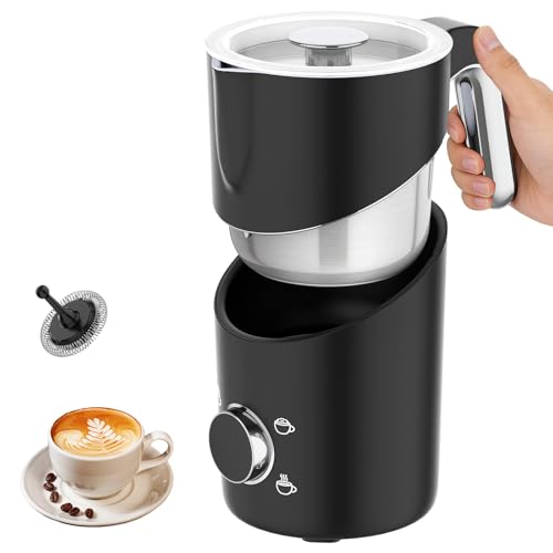 Advwin Electric Milk Frother, 4-in-1 Milk Foam Frother & Warmer with 600ml Milk Jug, Automatic Coffee Steamer with Transparent Lid, Hot and Cold Foam Maker for Latte, Cappuccino, Macchiato, Chocolate