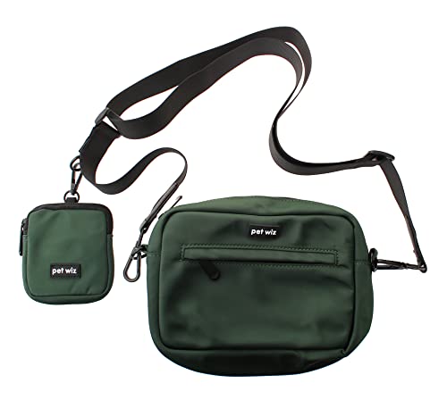 pet wiz Hundetasche mit abnehmbarem und verstellbarem Riemen und passender Leckerli-Tasche, Grün