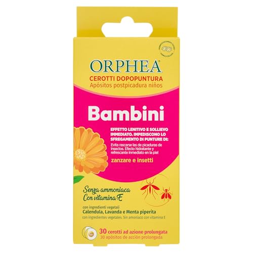 Orphea - 30 parches para después de puntura para niños, efecto calmante y alivio instantáneo, sin alcohol ni amoníaco, con vitamina E - 30 parches de acción prolongada
