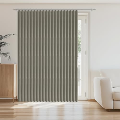 Image of AJAZZ Blackout Accordion Door Curtain 1 Panel 98 inchx84 inch Grey - Magnetic Folding Room Divider, No-Drill Sliding Patio Closet