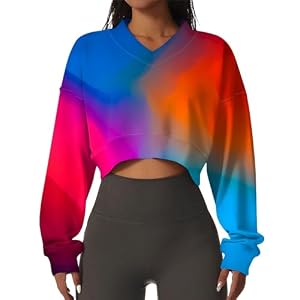 Top Court Femme Pull Court Femme Hiver La Dame A La Capuche Pull Femme Sexy Sweat Crop Top Sport Pull Kaki Femme Veste Femme Sport Chic Pull Arc en Ciel Crop Top Manche Longue Bleu S