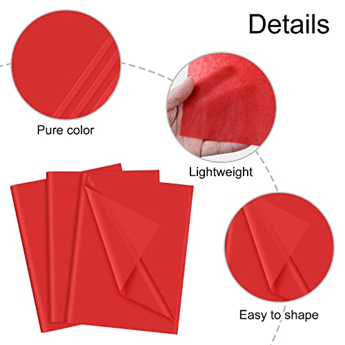 Image of NEBURORA 60 Sheets Red Tissue Paper Set Christmas Gift Wrap Paper | 14 X 20 Inch, Christmas Red Wrapping Paper for Gift Packaging Filler, DIY Art Crafts, Birthday, Wedding, Valentine's Decor
