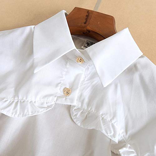 DYNWAVE Blusa Feminina de Algodão Falso com Gola Falsa Destacável Meia-camisa de Lapela - Branco