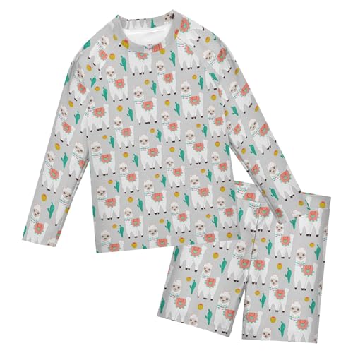 Cute Alpaca Baby Boys' Toddler Long Sleeved Rashguard Swim Bathing Suit Set B0404038
