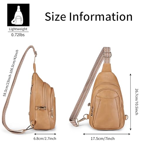 BIAVOI Crossbody Bags for Women Anti Theft Vegan Leather Sling Bag RFID Blocking Chest Bag for Travel (Light Brown) by BIAVOI - Used condition - Image 5