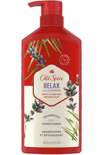 Old Spice 2 in 1 Shampoo and Conditioner Relax with Lavender Scent 21.9 Ounce Pump Bottle (Pack of 2)