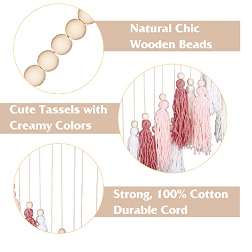 Luxbrand Large Macrame Wall Haning Boho Home Decor, Blush Pink Tassel Wall Decor Bohemian, Bedroom Living Room Girls Room Nursery Dorm Room Decoration #TOP4