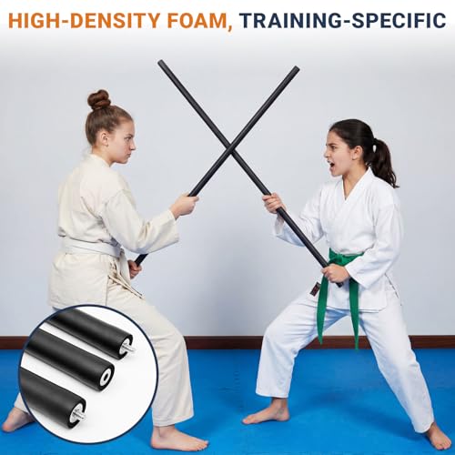 Silipull Collapsible Bo Staff 4ft & 6ft - Foam-padded Martial Arts Training Staff, Escrima Sticks, Yoga Stick Safe Practice, Portable with Carry Bag