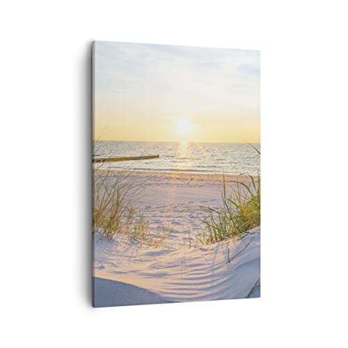 Tableau plage et mer 50x70cm cadre vertical déco salon moderne