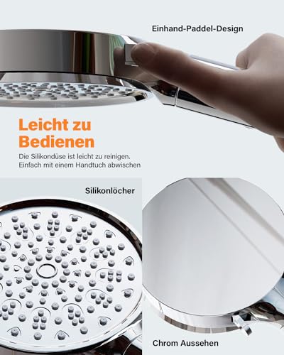 Cobbe Duschkopf mit Filter, Hochdruck Handbrause mit Schlauch, 6 Strahlarten Duschkopf Wassersparend mit Filtration in 20 Schichten, Duschbrause für Hartes Wasser,Rest-Chlor,Bakterien, Schwermetall