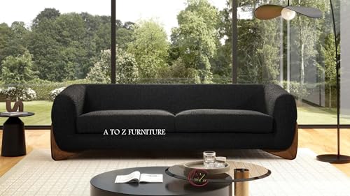 Image of A to Z Furniture Classic Chesterfield Sofa Set Luxury Chesterfield Sofa in for Home Living Room & Office (3 Seater Sofa Black Towel febrick)