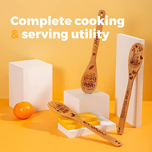 Riveira Gifts For Mom Wooden Spoons For Cooking & Serving 6 Pcs Set - Mothers Day Mom Gifts For Her Kitchen - Gifts For Mom Who Has Everything - Kitchen Fun With Birthday Gift For Mom From Daughter #TOP4