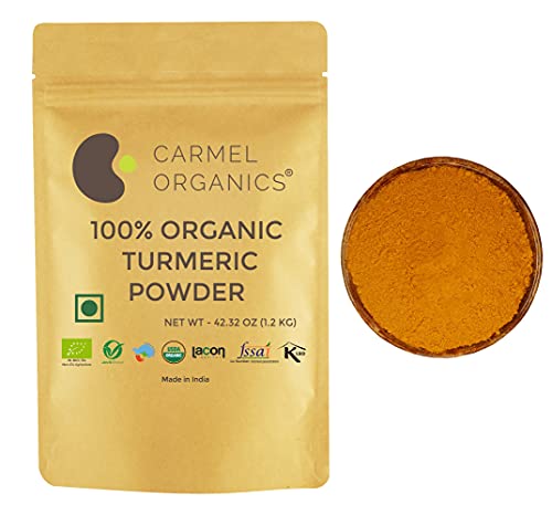 Image of CARMEL ORGANICS Turmeric Root Powder(1200 g (Pack of 1))| Haldi Powder | Jaivik Bharat Certified | Non-GMO | Chemical Free & Pesticides Free | No added preservative | Manjal Podi /Pasupu Podi