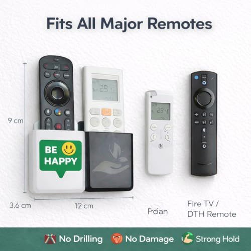 Image of Rainbow Dots Dual Color Remote Holder for Wall - | Universal AC, TV, DTH,Fire TV Stick Remote Organizer | No Drill 3M Mount | ABS Plastic | Made in India (Be Happy)