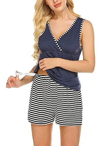 Ekouaer Maternity Pajamas Nursing Pj Sets For Women Post Pregnancy Capri Navy Blue M #TOP1