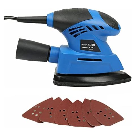 Detail Mouse Sander 12000RPM Hand Sander Electric 130W Sander Machine Detail Sander with 6 Sanding Sheets, Dust Collector Multi Sander Random Orbital Sander for Woodworking Sanding Detailing Finishing Cover